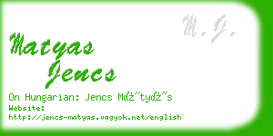 matyas jencs business card